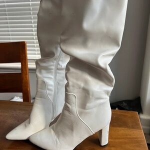 Boohoo Ivory Heeled Boots for Women